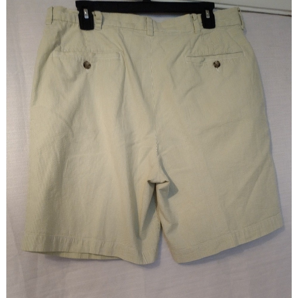 Brooks Brothers 1818 Men's Shorts 34 Lime Green Striped Pleated Front